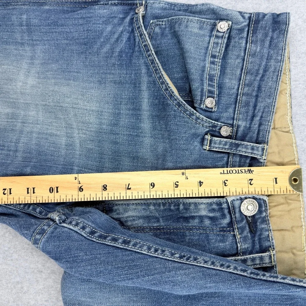 Levis 514 Slim Straight Jeans Mens 32x32 Blue Denim Tan Pocket Flaps 77976-0002